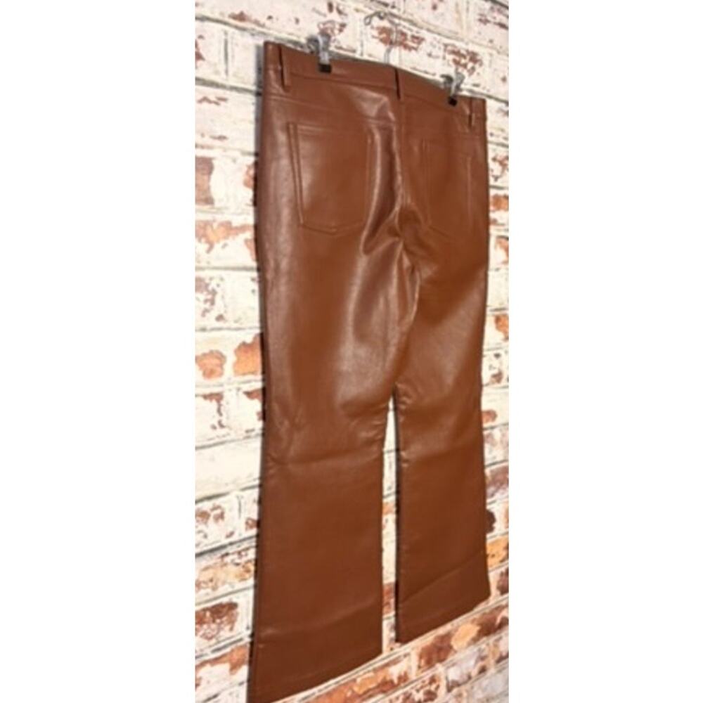 Aritzia Wilfred Babaton Melina Flare Cognac Vergan Faux Leather Pants - Picture 15 of 16